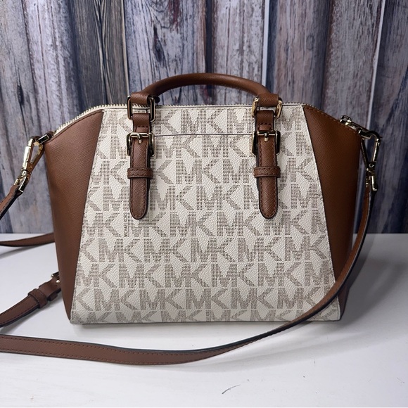 |EUC| MICHAEL KORS Sierra Vanilla Medium Leather Multi-Way Satchel - Picture 5 of 10